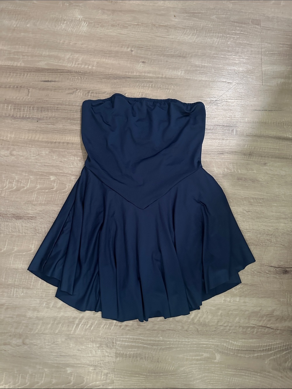 SHEIN Navy Strapless Flared Mini Dress